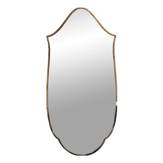 Shield-Shaped Brass Wall Mirror in the style of Gio Ponti, Italy, 1960s For Sale