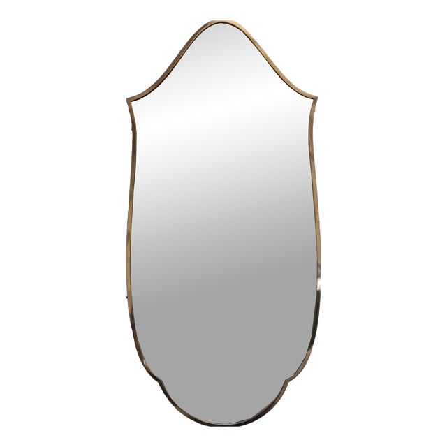 Shield-Shaped Brass Wall Mirror in the style of Gio Ponti, Italy, 1960s For Sale
