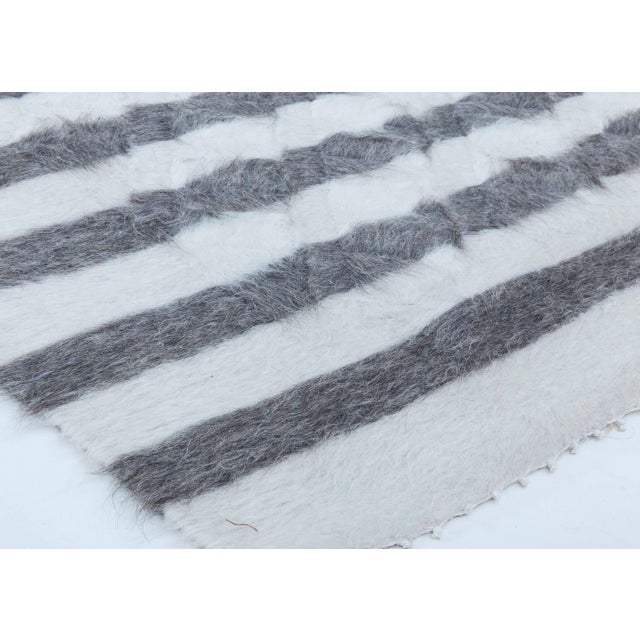 Early 21st Century Modern Striped Shaggy Handmade Goat Hair Rug by Doris Leslie Blau For Sale - Image 5 of 5