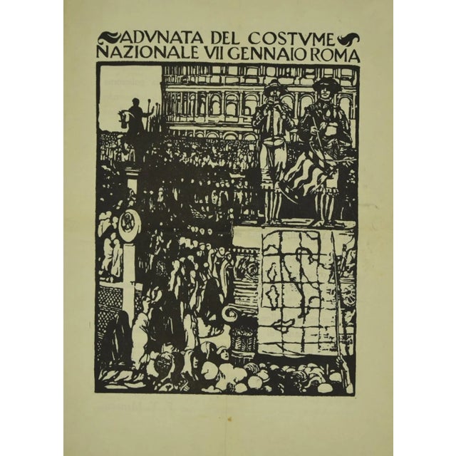 Giulio Aristide Sartorio, Gathering of the Costume, Original Woodcut, 1938 For Sale - Image 3 of 3