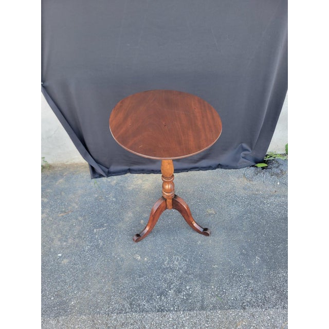 19th Century American Cherry Candle Stand Table Refurbished For Sale - Image 12 of 18