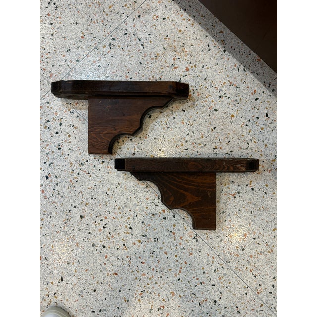 Vintage Rustic Shelf or Mantle With Decorative Corbels For Sale - Image 4 of 8