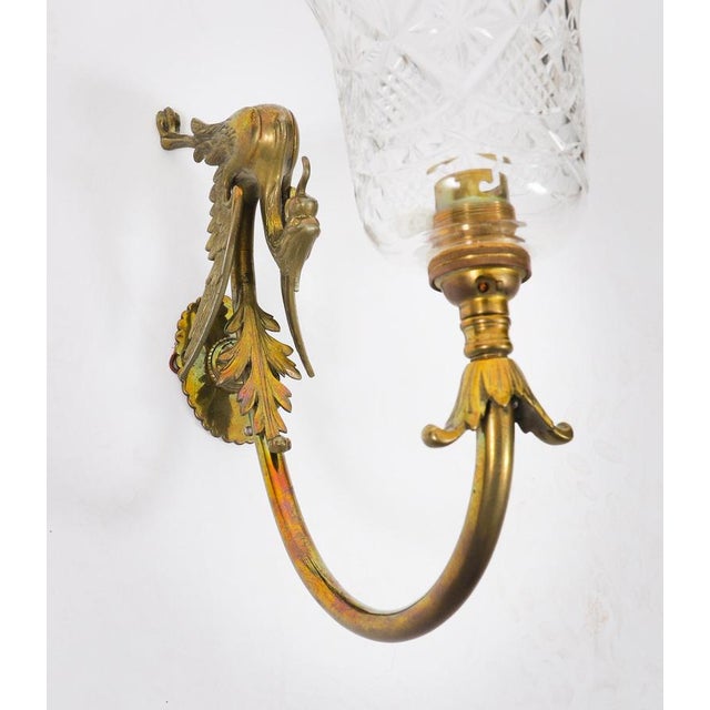 Antique Neo-Classical Ormolu & Glass Griffin Wall Lights, 1890s, Set of 6 For Sale - Image 6 of 9