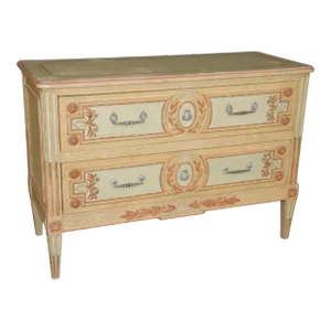 French Directoire Style Paint Decorated Two Drawer Baker Commode Dresser