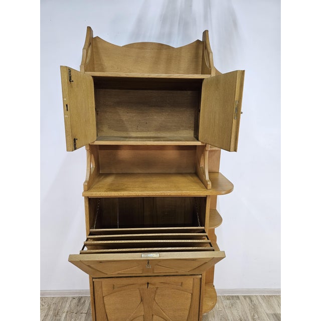 1920s Art Nouveau Oak Cabinet with Secretary, 1920s For Sale - Image 5 of 18