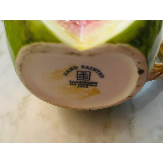 Vintage Trompe De L’ Oeil Ceramic Watermelon Shaped Tea Pot For Sale - Image 10 of 13