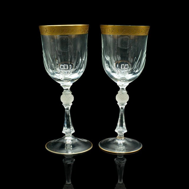 Art Deco 1920s Set of 4 Antique French Glass Wine Glasses For Sale - Image 3 of 13