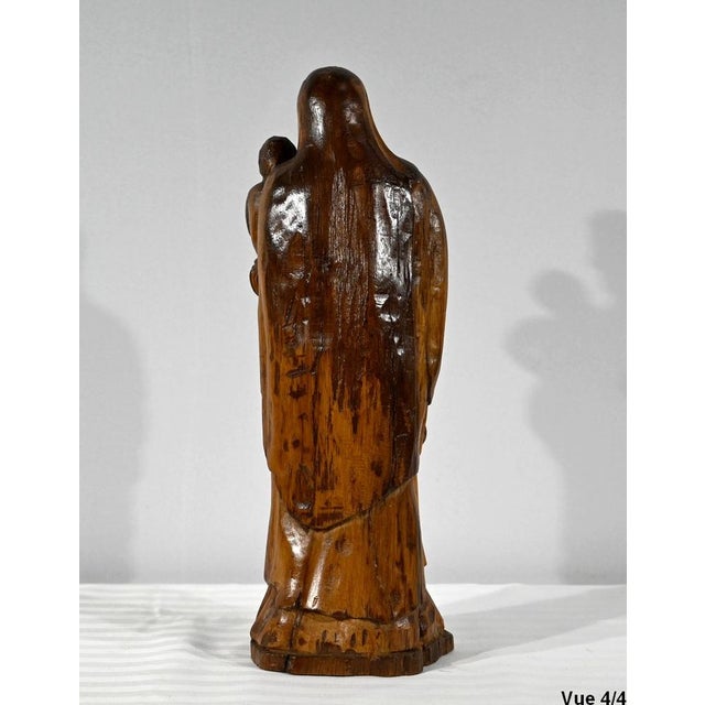 Olive Wood Virgin & Child Sculpture, Late 19th Century For Sale - Image 11 of 16