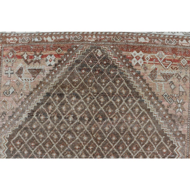 Antique Persian Kurdish Rug in Gray/Brown Background With Taupe Tan & Soft Peach 4'3 X 8'2 For Sale - Image 10 of 16
