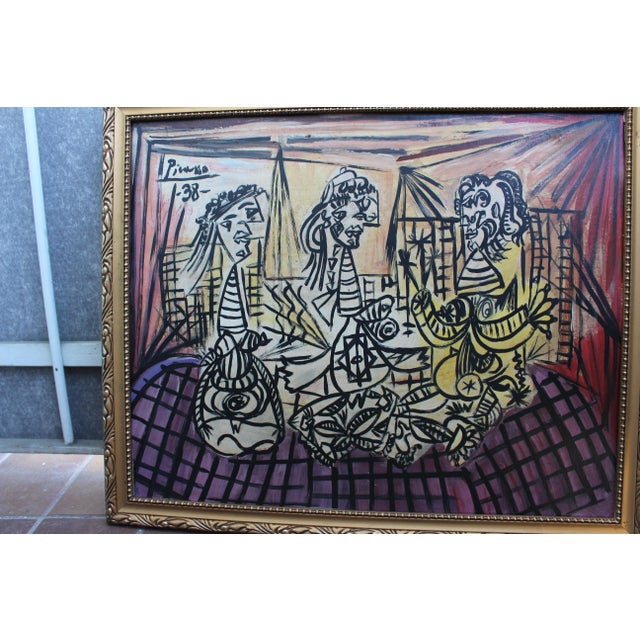 Mid-Century Modern Mid-Century Modern Vintage Oil Painting After Picasso For Sale - Image 3 of 7