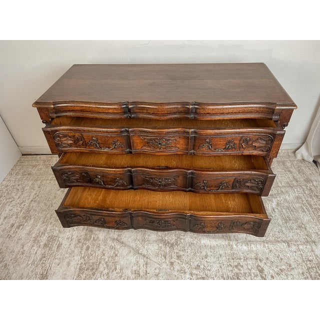 Vintage French Oak Chest of Drawers With Serpentine Drawer Fronts For Sale - Image 9 of 11