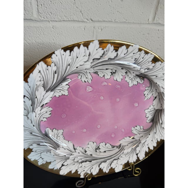 Vintage Fornasetti Style Pink Splatter Luster Platter For Sale In Baltimore - Image 6 of 7