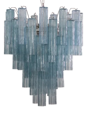 Italian Chandelier in Tronchi Blue Murano Glass, 1980s