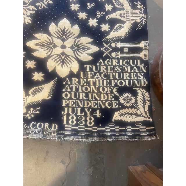 Textile 1838 Patriotic Antique Handwoven Jacquard Coverlet Historic & Signed 4th of July Eaglas & More For Sale - Image 7 of 12