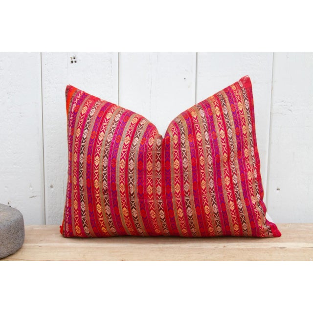 Set of 2 Antique Wedding Silk Shawl Pillows For Sale In Los Angeles - Image 6 of 10