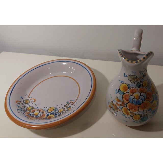 Hand-Painted Ceramic Plate and Jug Set from Lufeco, 1960s, Set of 2 For Sale - Image 6 of 16