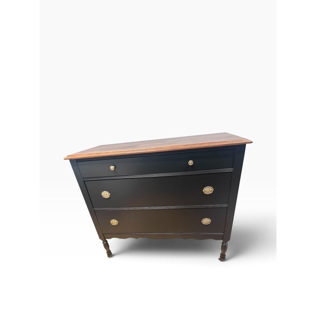 This striking late 19th-century American Empire Revival three-drawer chest has been meticulously restored and reimagined...