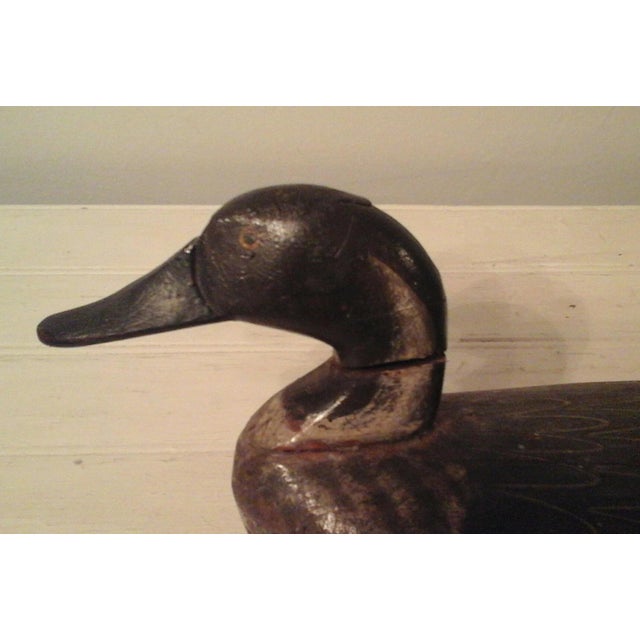 Folk Art Antique American Folk Art Wooden Duck Decoy With Rare Swivel Head For Sale - Image 3 of 16