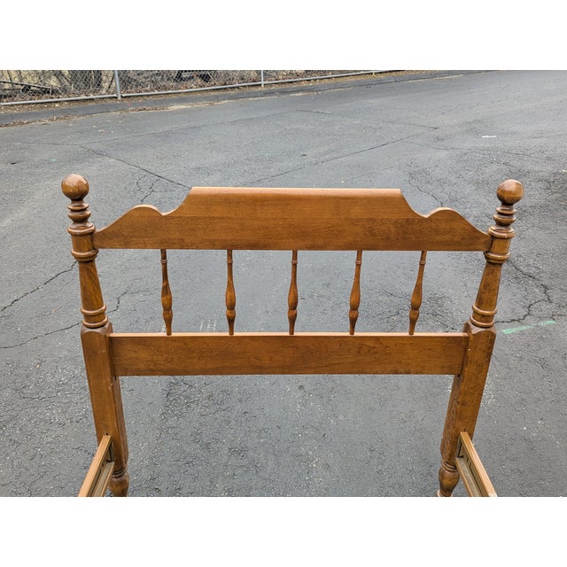 1980s Ethan Allen Heirloom Collection Traditional Solid Maple Twin Spindle Bed Frame For Sale - Image 12 of 12