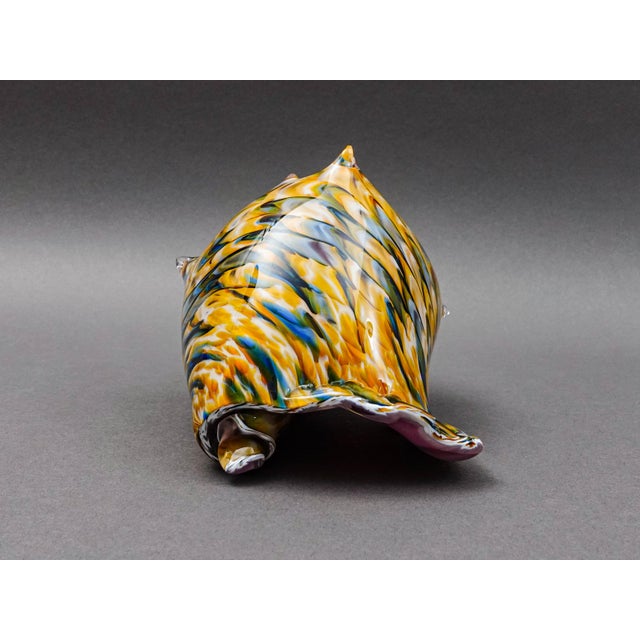Early 21st Century Artist Signed & Dated 2018 Conch Sea Shell Hand Blown Art Glass Sculpture 7" For Sale - Image 5 of 10