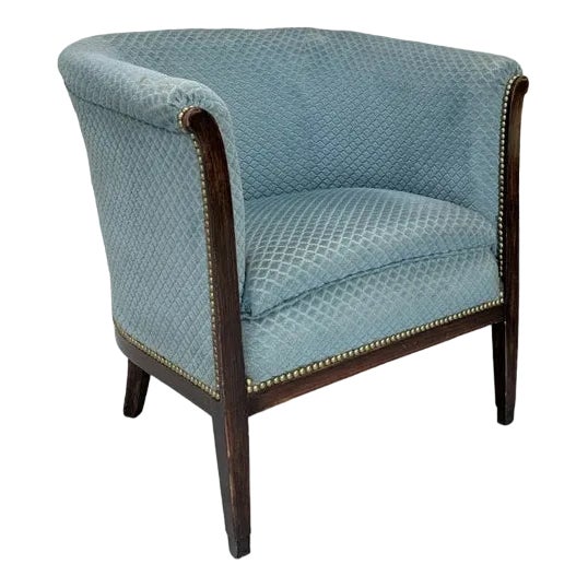 Art Deco Blue Tub Armchair For Sale