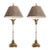 Mid 20th Century Tall Crystal & Brass Lamps With Brown Shades - a Pair For Sale