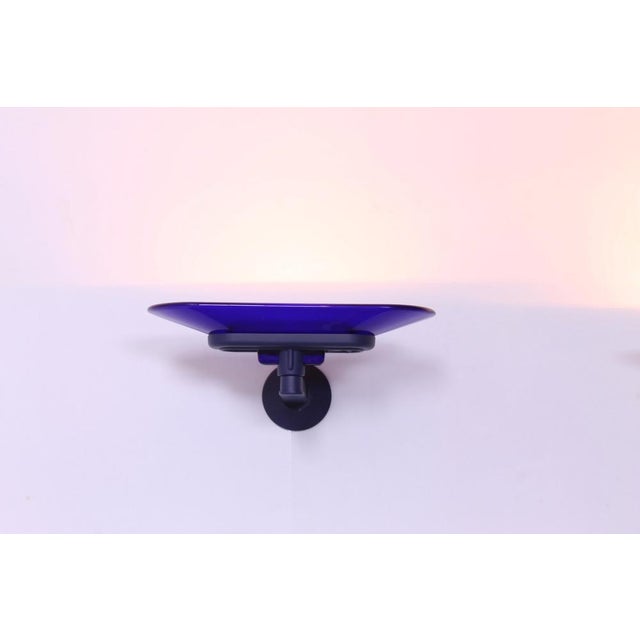 Mid-Century Modern Postmodern Blue Jill Sconces by Perry King and Santiago Miranda for Arteluce, 1980s, Set of 3 For Sale - Image 3 of 12