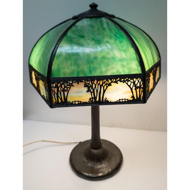 Bronze Early 20th Century Arts and Crafts Handle Table Lamp For Sale - Image 8 of 18