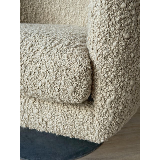 Thayer Coggin Wool Bouclé Swivel Chair Attributed to Milo Baughman for Thayer Coggin For Sale - Image 4 of 12