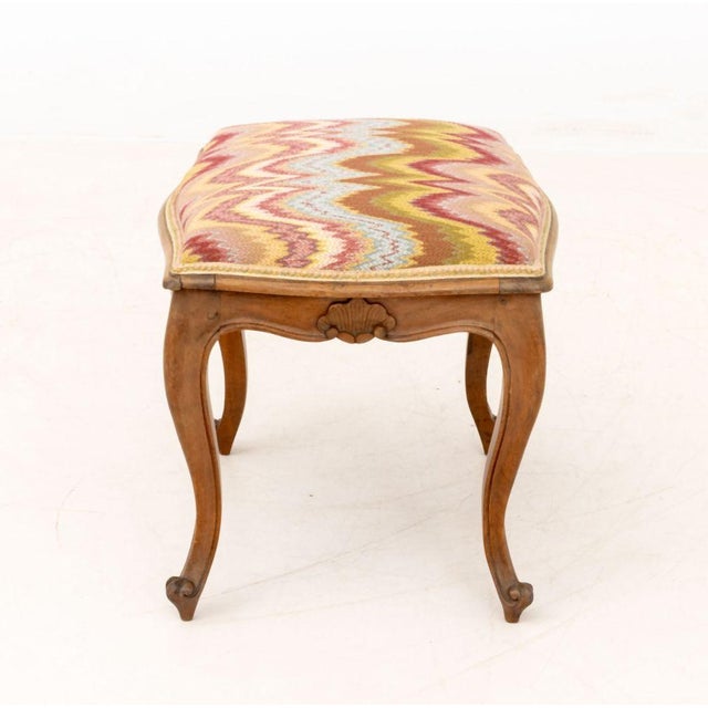 Louis XV Style Flame Stitch Upholstered Stool For Sale In New York - Image 6 of 8