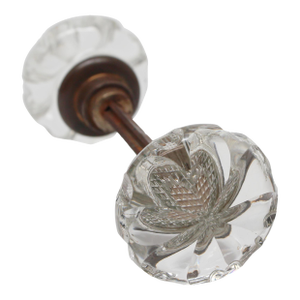 Pair of Glass Door Knobs With Decorative Center