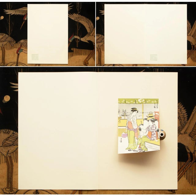 A fine full-color Ukiyo-E Hanga print after original woodblock print "Suzumi. Enjoying the Evening Breeze" by Kiyonaga...