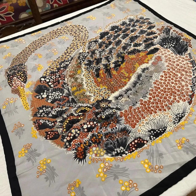 Salvatore Ferragamo 1980s Swan Motif Silk Carrè Scarf by Ferragamo For Sale - Image 4 of 12