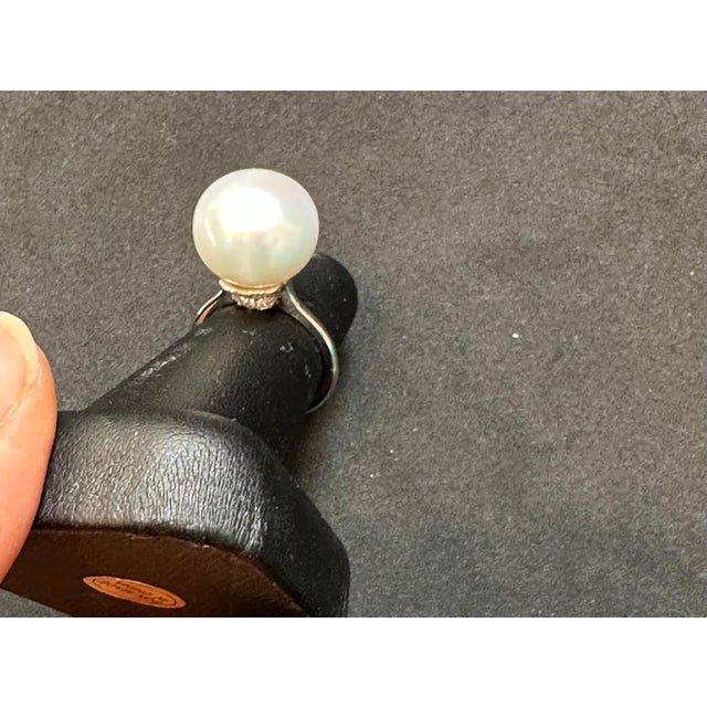 15.5MM Round White South Sea Pearl & Diamond Ring in Platinum by Valentin Magro For Sale - Image 12 of 18