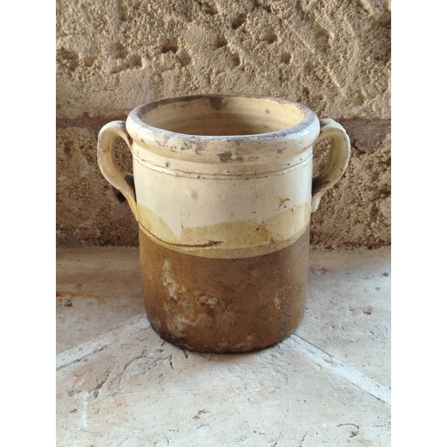 Ceramic Vintage Italian Vase with Two Handles in Cream-Colored Glazed Terracotta For Sale - Image 7 of 7