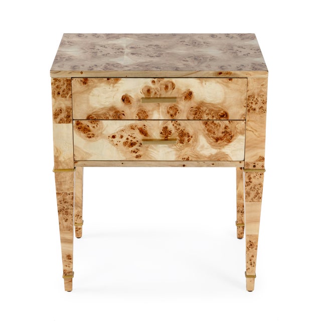 Kai 24 in. W Rectangular Burl Wood 2 Drawer End Table, Light Burl For Sale In Chicago - Image 6 of 11