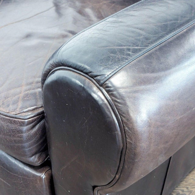 Pottery Barn Manhattan Roll Arm Brown Leather Recliner Lounge Chair For Sale - Image 9 of 11