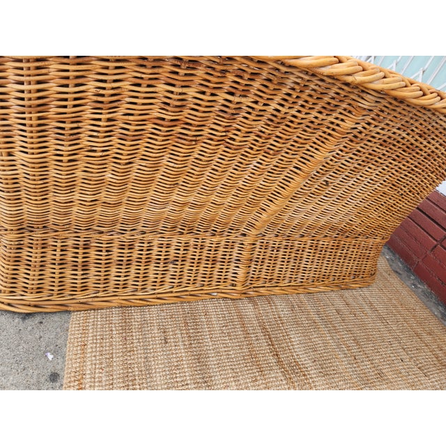 Coffee 1960's Wicker Loveseat Sofa For Sale - Image 8 of 11