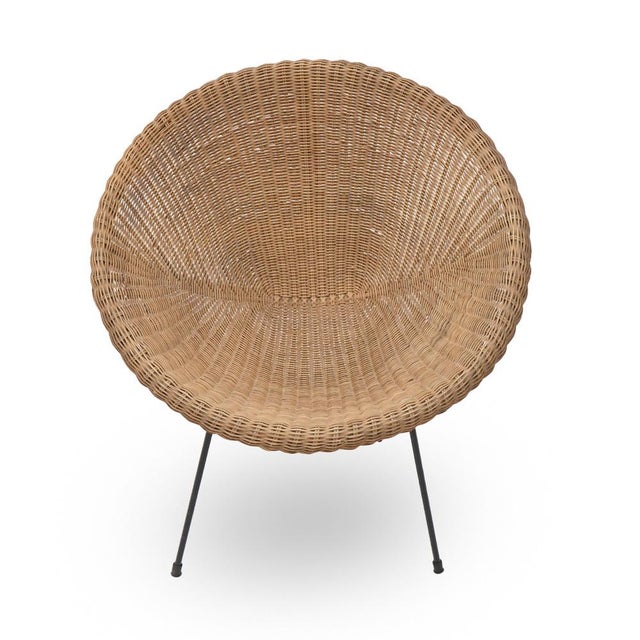 Woven Rattan Armchair, 1950s For Sale - Image 4 of 14