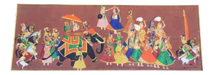 Oversized Vintage Indian Canvas Painting