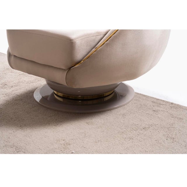 Elysium Neutral 3-Piece Sofa Set by Casa Milano - Curved Modern Luxury With Gold Details For Sale - Image 9 of 16