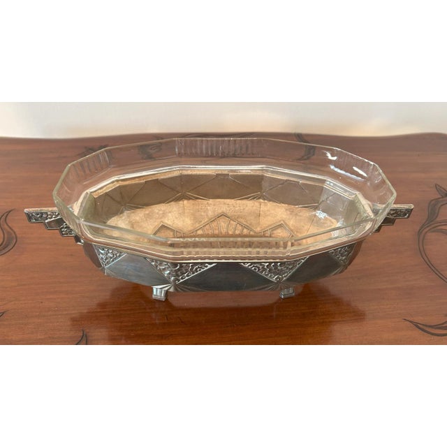 French Art Deco Silver-Plated and Glass Centerpiece by Orfèvrerie Dilecta, 1930s For Sale - Image 3 of 18
