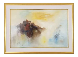 1970s Rockel Paris Abstract Cityscape Painting