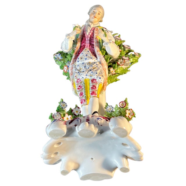 Antique Edme Samson Chelsea Style Porcelain Gentleman Figurine For Sale - Image 11 of 17