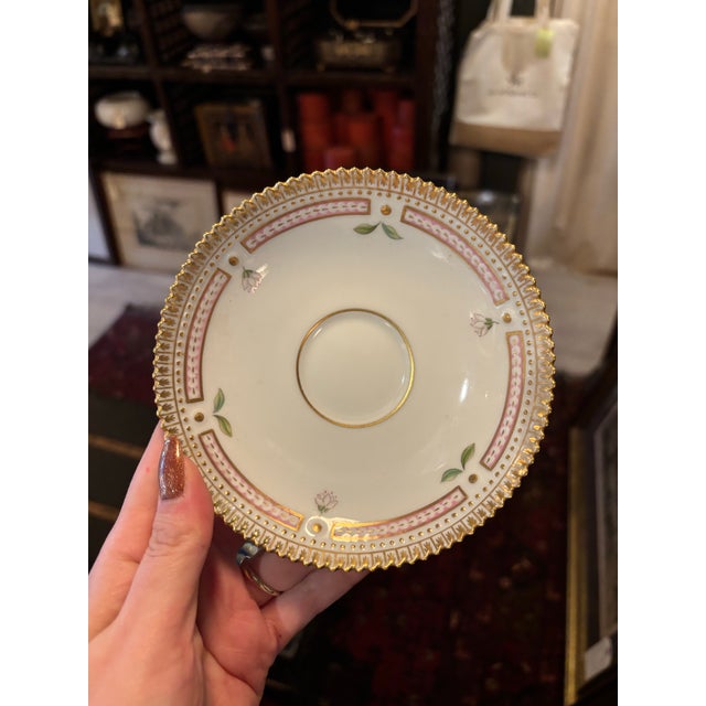 Antique White Rare Vintage Royal Copenhagen Flora Danica Porcelain Place Setting – Hand-Painted Botanical Service (5 Pieces) [Sp] For Sale - Image 8 of 12