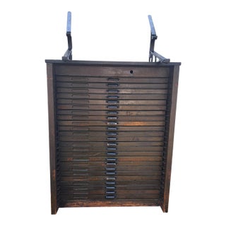 Antique Hamilton 24 Drawer Printers Type Cabinet For Sale