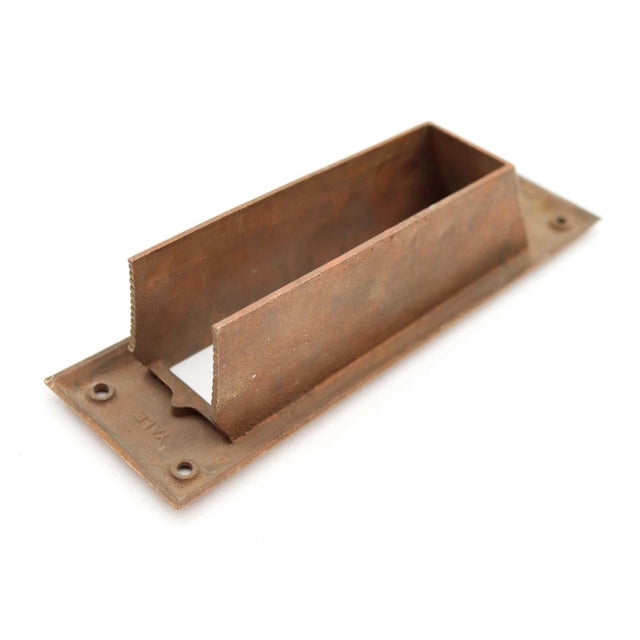 Vintage Yale & Towne Brass Mail Slot Chute For Sale - Image 4 of 5