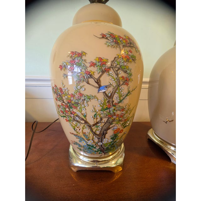Vintage 1983 Chinoiserie Ginger Jar Table Lamps - Matching Pair by Cycle II Corp For Sale - Image 15 of 16