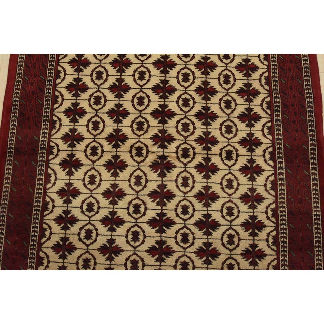 1990s Baloch Rug 3’7” X 6’2” Beige Wool Vintage Tribal Hand-Knotted Oriental Carpet For Sale - Image 5 of 10