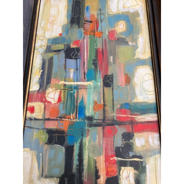 Contemporary Contemporary Original Stephen Heigh Abstract Painting “City” Vintage Frame For Sale - Image 3 of 4